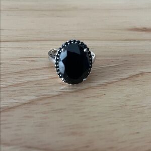 Black Onyx Sterling Silver Ring Marked .925